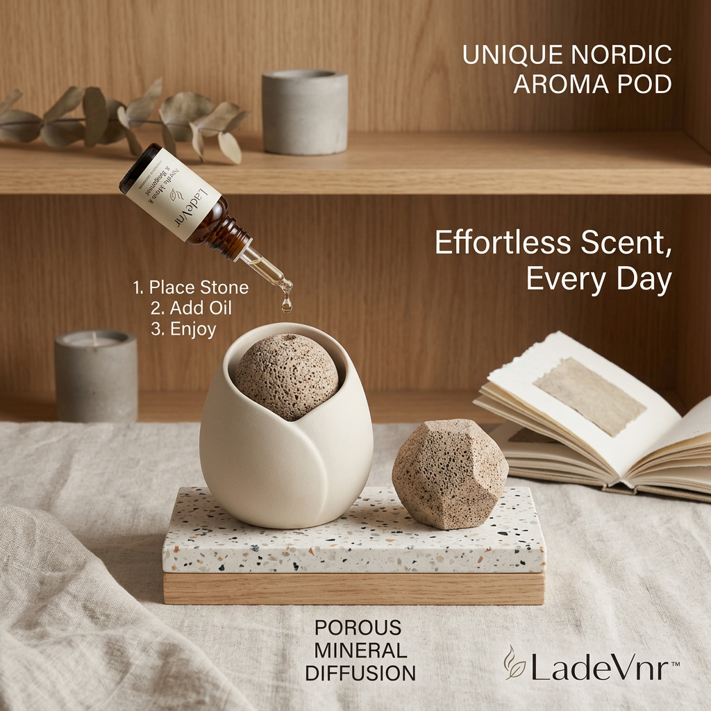 *LadeVnr™ Nordic Aroma Pod – Porous Mineral Stone Diffuser*