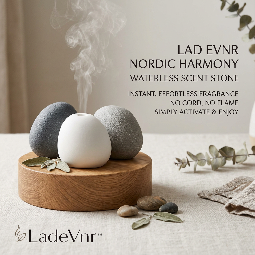 *LadeVnr™ Nordic Harmony Waterless Scent Stone – Flame-Free Home Fragrance Diffuser*