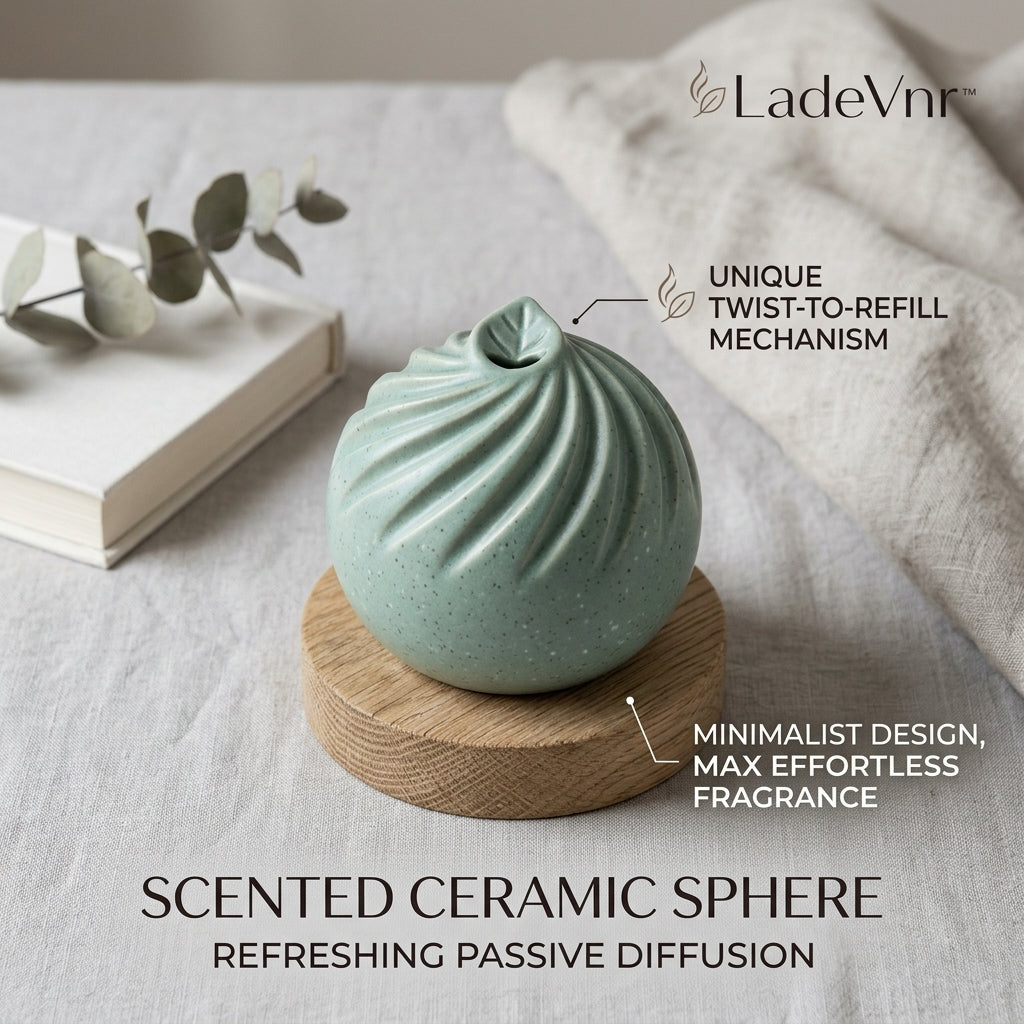 LadeVnr™ Scented Ceramic Sphere Passive Diffuser with Twist-to-Refill Design